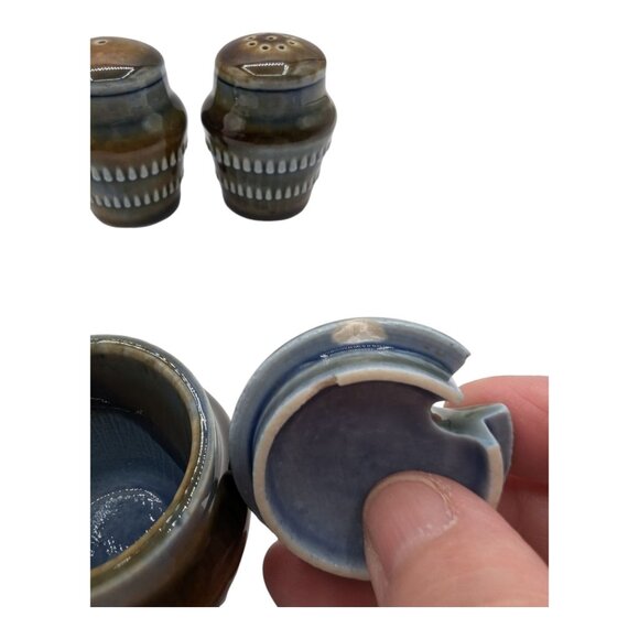 Vintage Wade Irish Porcelain Shamrock Salt & Pepper Shaker Set With Mustard Pot - Picture 8 of 14